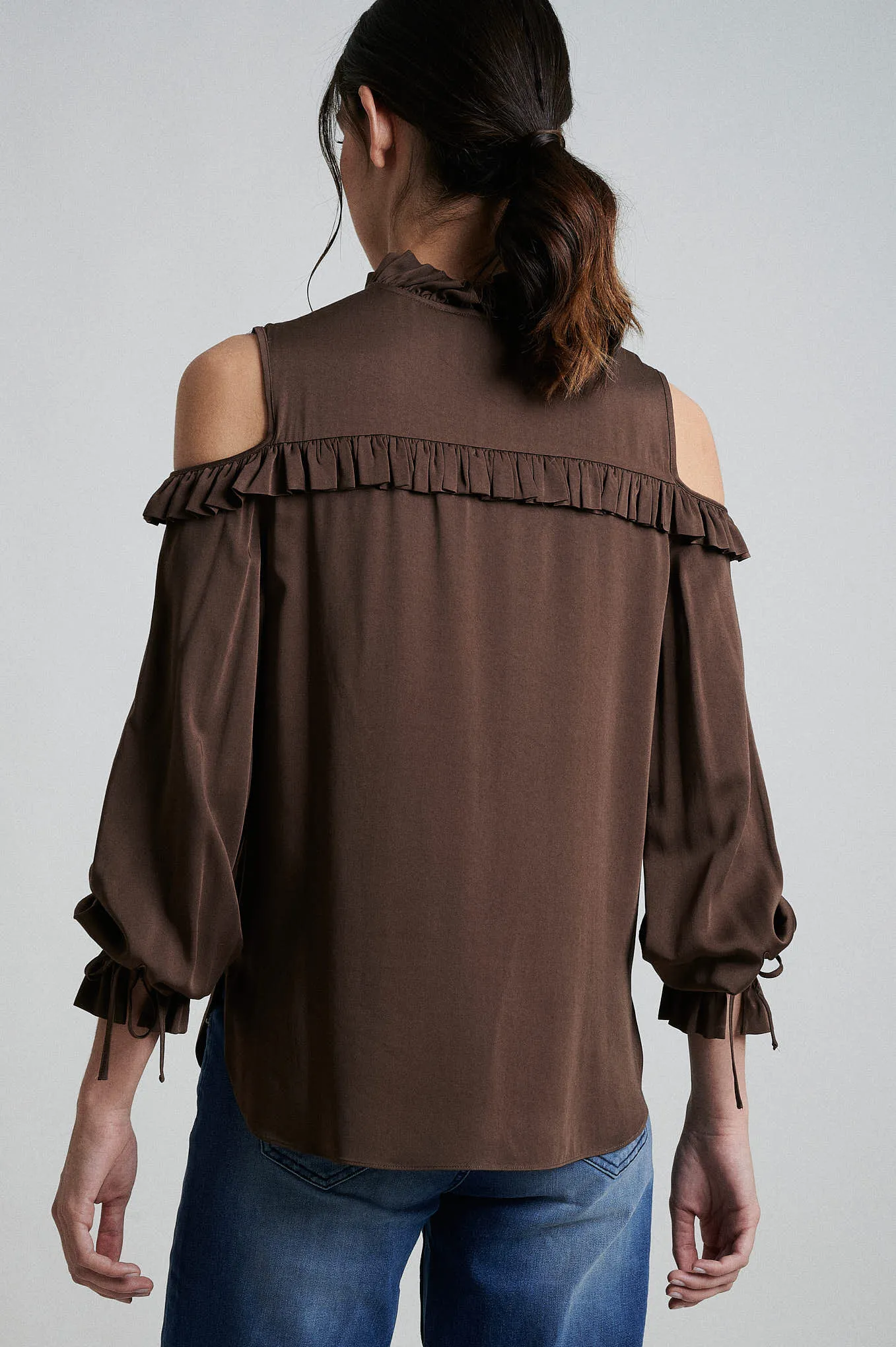 100% Ecological viscose cold shoulder blouse