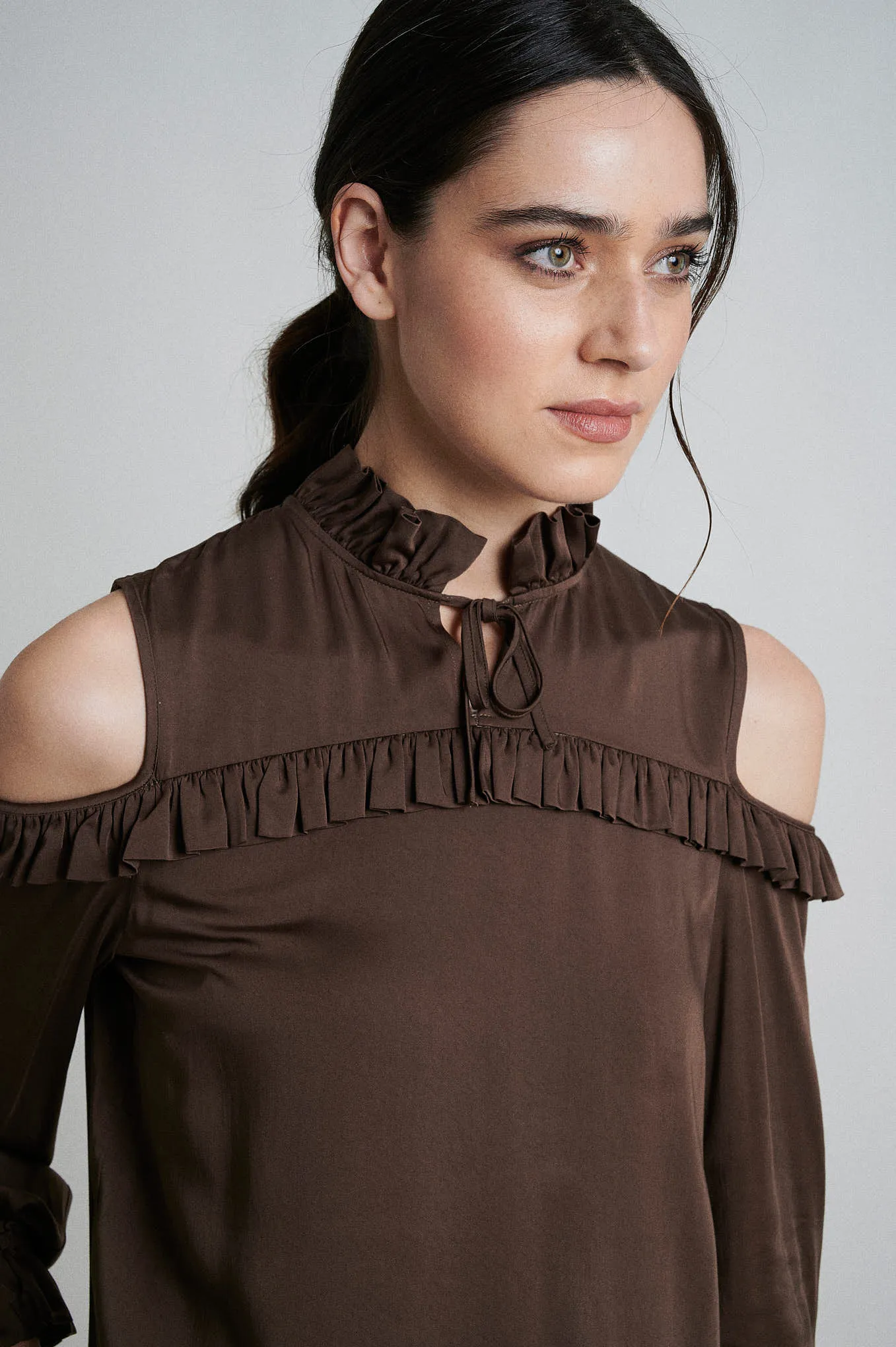 100% Ecological viscose cold shoulder blouse