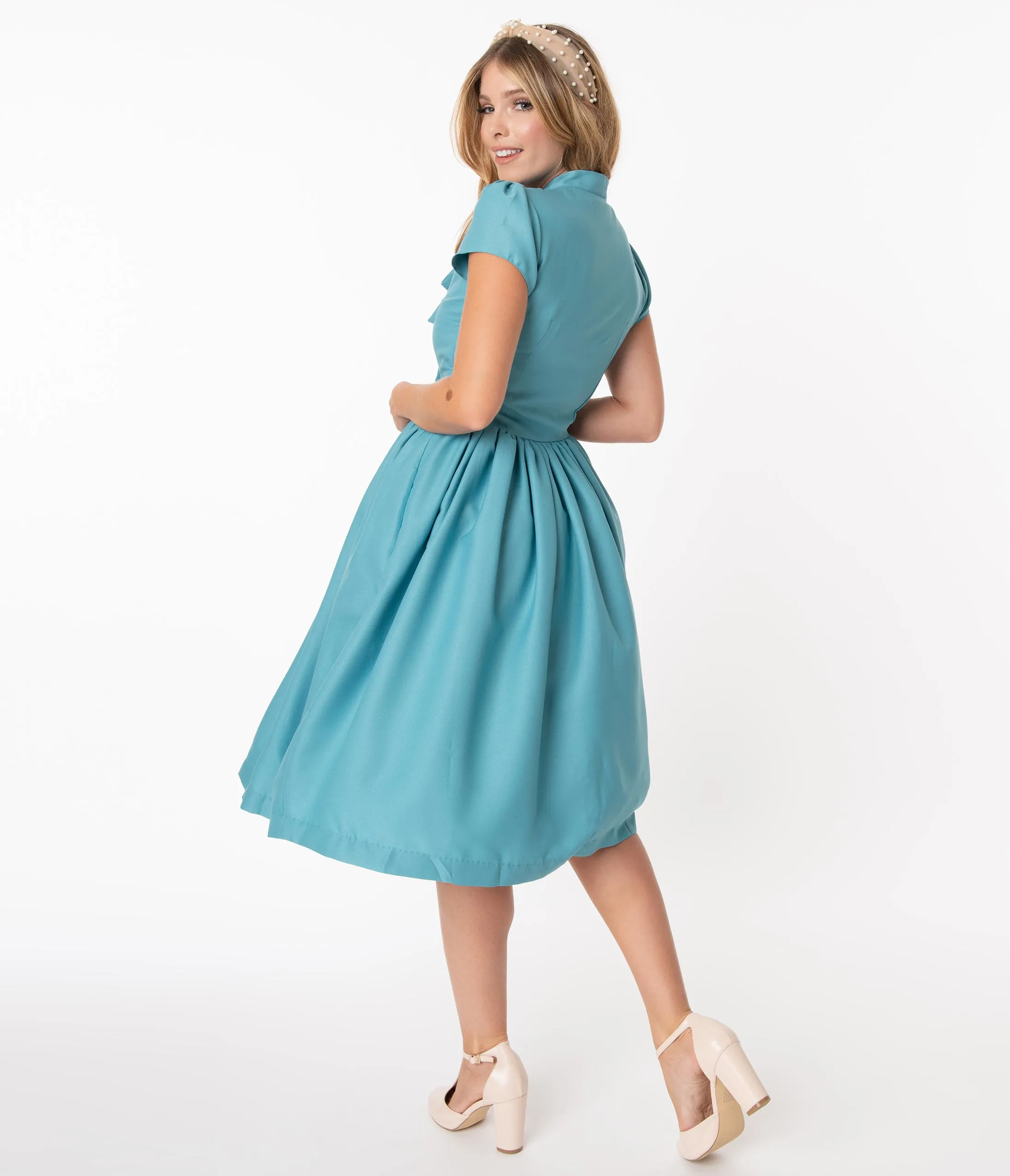 1950s Style Sky Blue Estelle Swing Dress