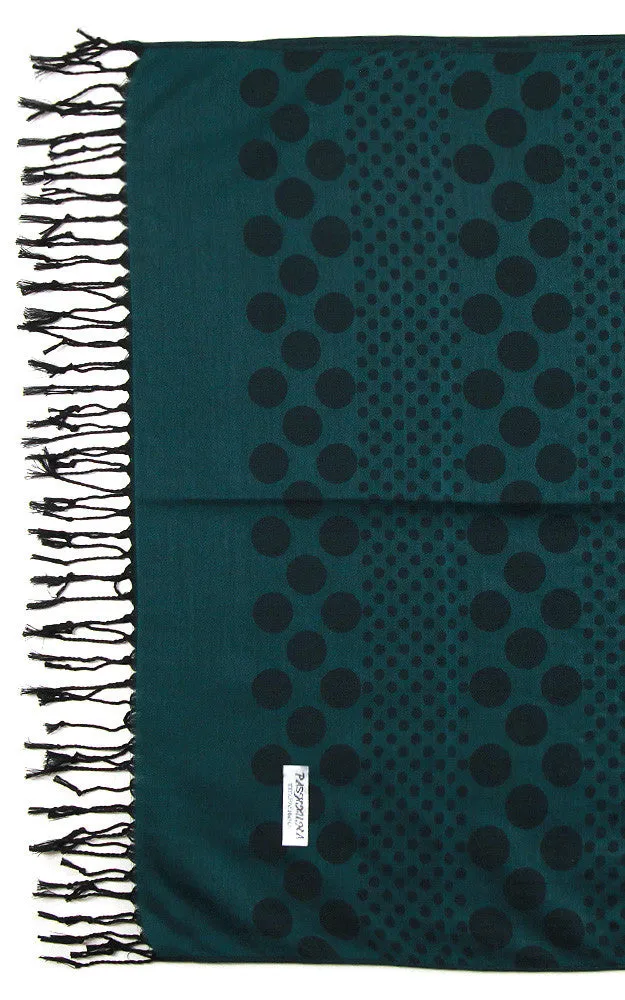 21105 Teal Polka Dot Print Pashmina