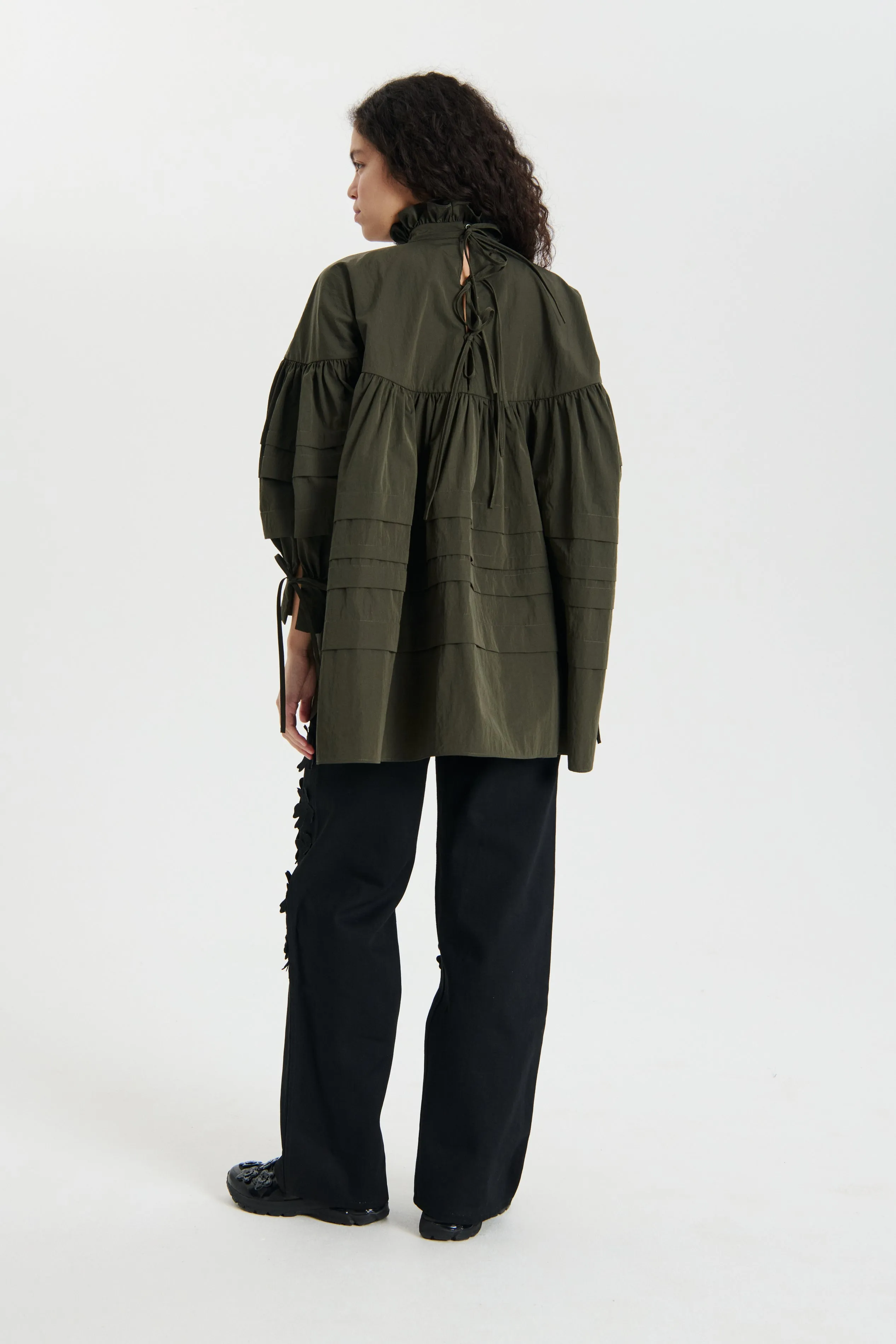 ALBERTE | SHIRT RECYCLED TAFFETA GREY OLIVE