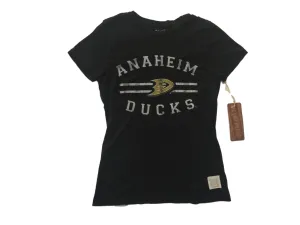 Anaheim Ducks Retro Brand WOMEN Black 100% Cotton Vintage T-Shirt