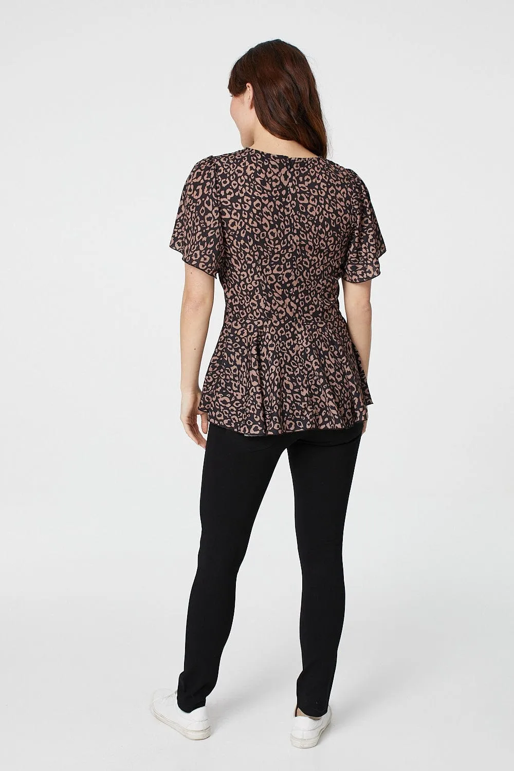 Animal Print Peplum Blouse