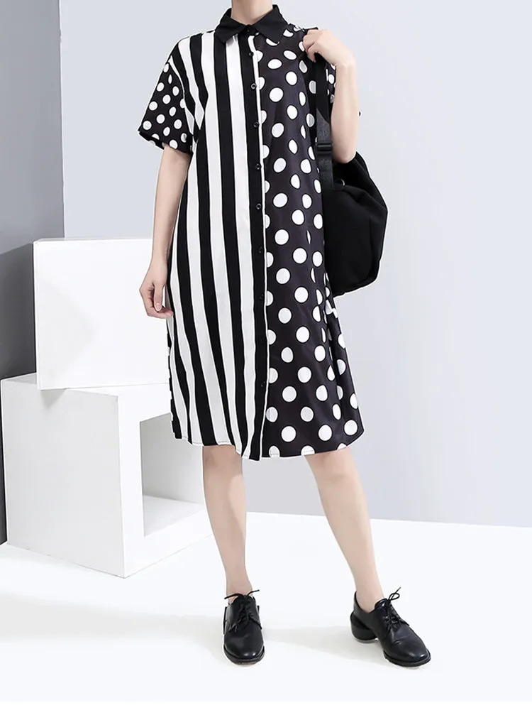 Annie Stripe Dot - Short Sleeve Dress