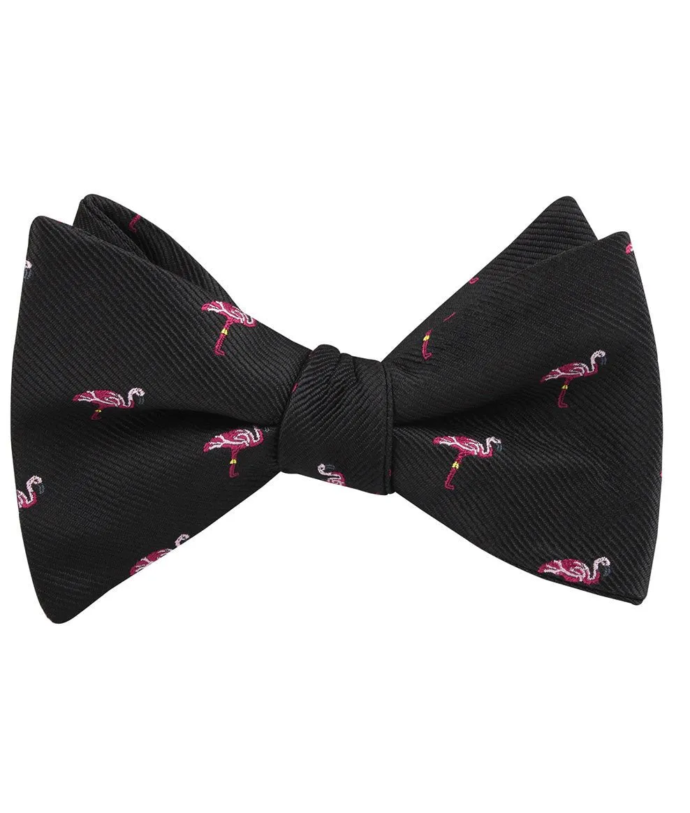 Aruba Island Black Flamingo Self Bow Tie