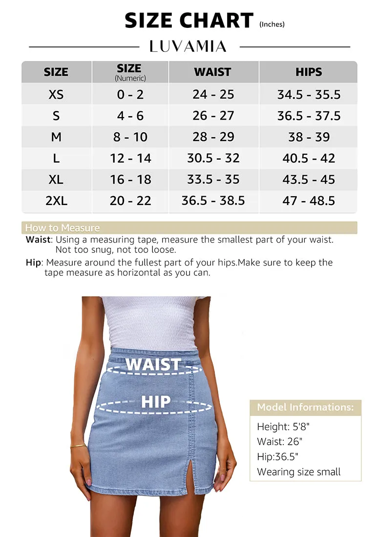 Azure Mood Women's Brief Pencil High Waist Bodycon Denim Mini Slit Skirts