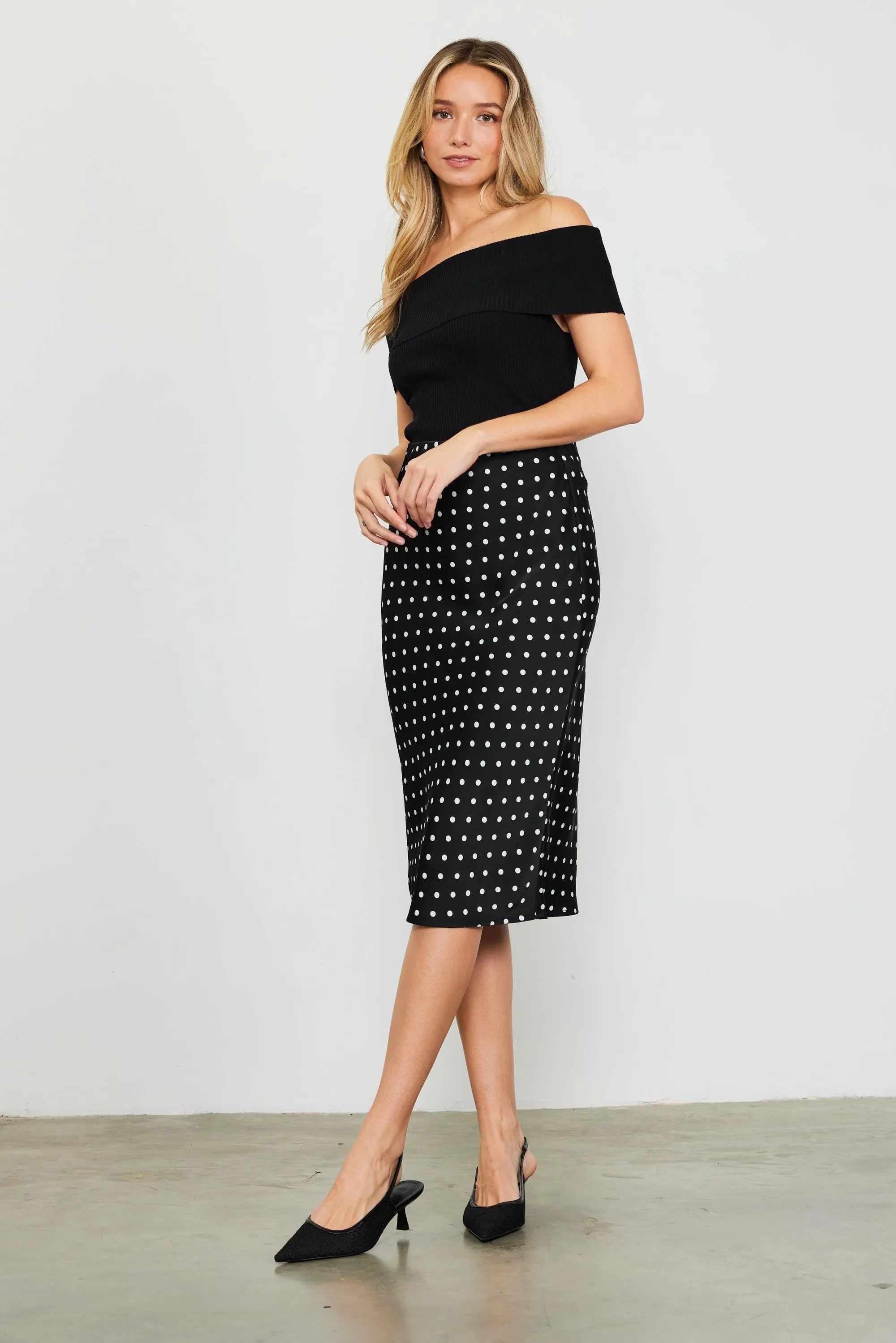 Becca Polka Dot Midi Skirt