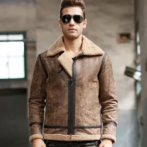 Best Winter Real Leather Warm Aviator Jacket For Men's