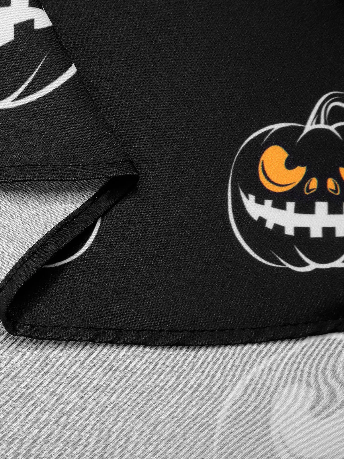 Black 1950s Halloween Pumpkin Bat Halter Dress