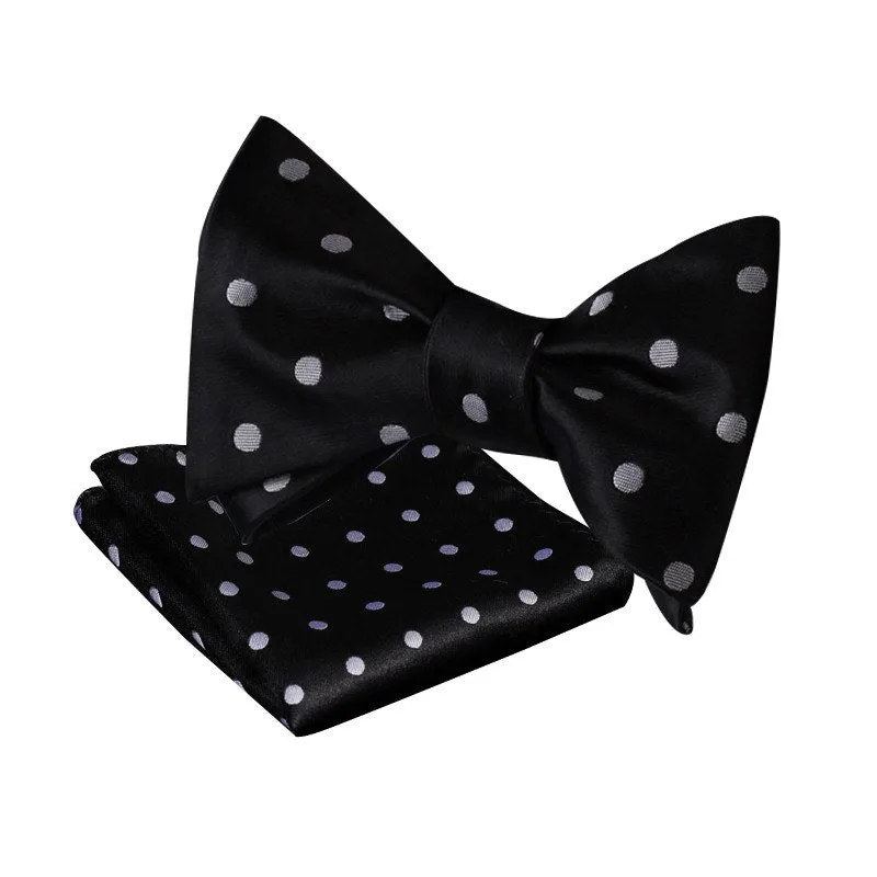 Black and Silver Polka Dot Pocket Square