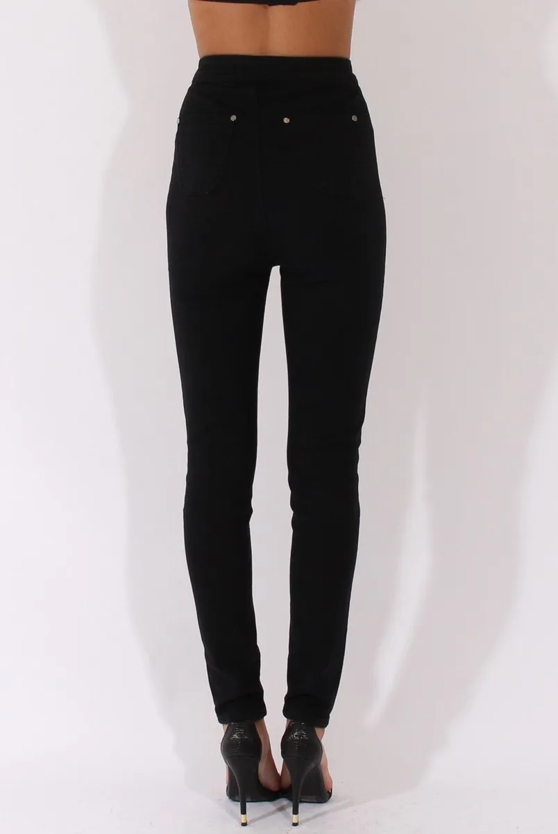 Black High Waisted Skinny Fit Jeans - Nemesis