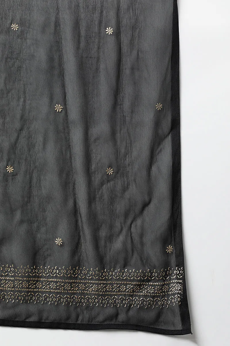 Black Silk Blend Rogan Work Flared Suit Set