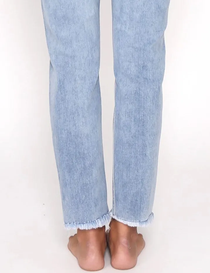 Boyfriend Distressed Jeans - Blue Wash