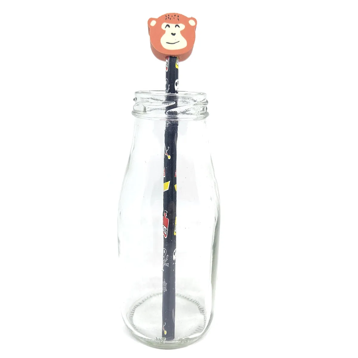 Brown Monkey Eraser with Pencil