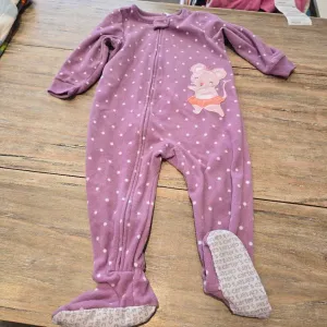 Carters purple polka dot mouse fleece sleeper 18m