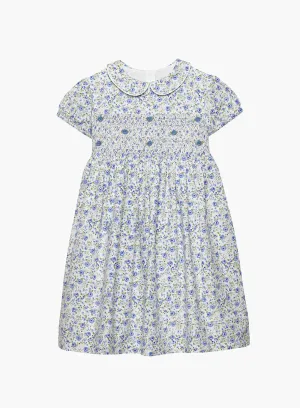 Catherine Smocked Dress in Blue Rose