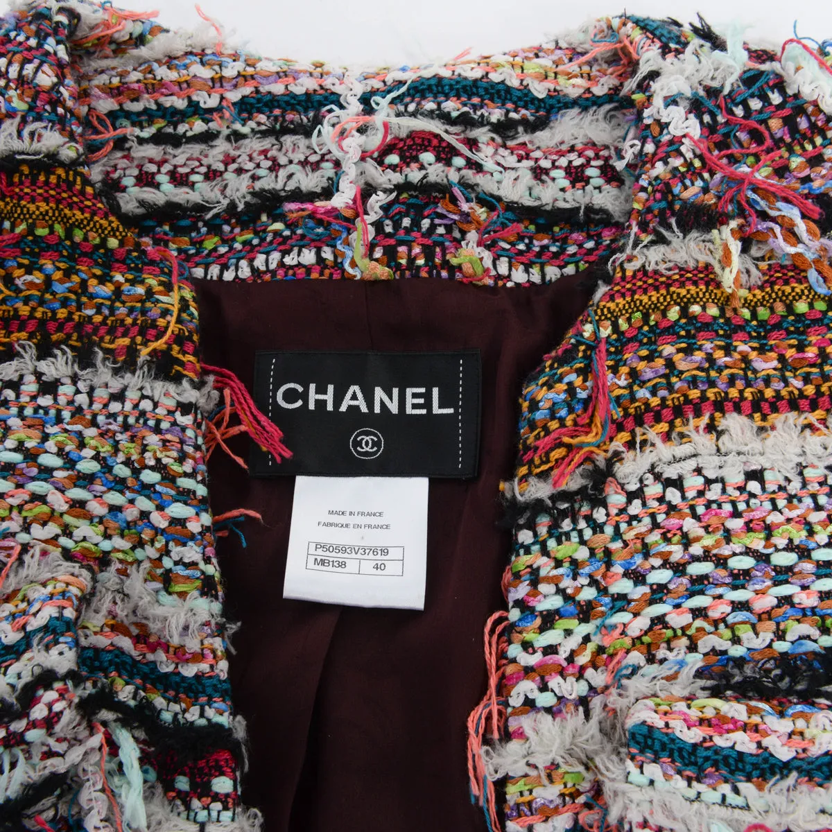 Chanel Multi Colour Fantasy Tweed S/S Jacket FR 40