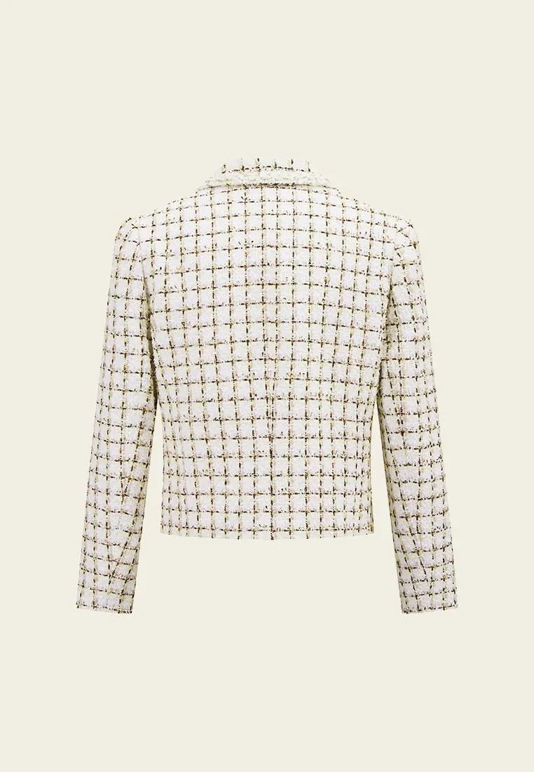 Check White Tweed Cropped Jacket