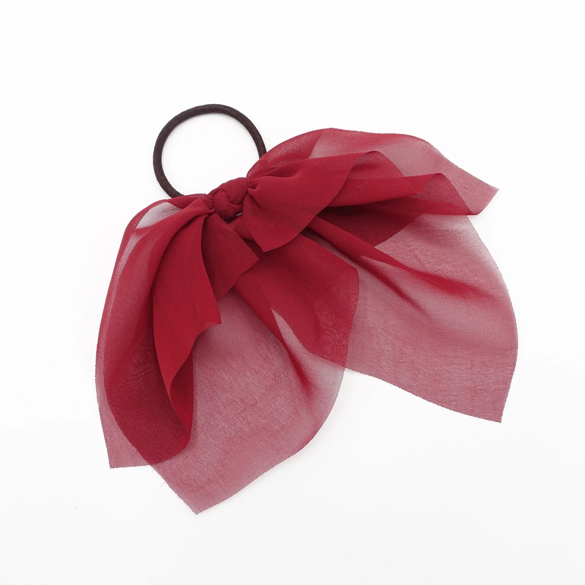 chiffon bow wing knot hair elastic ponytail holder women hair accessory