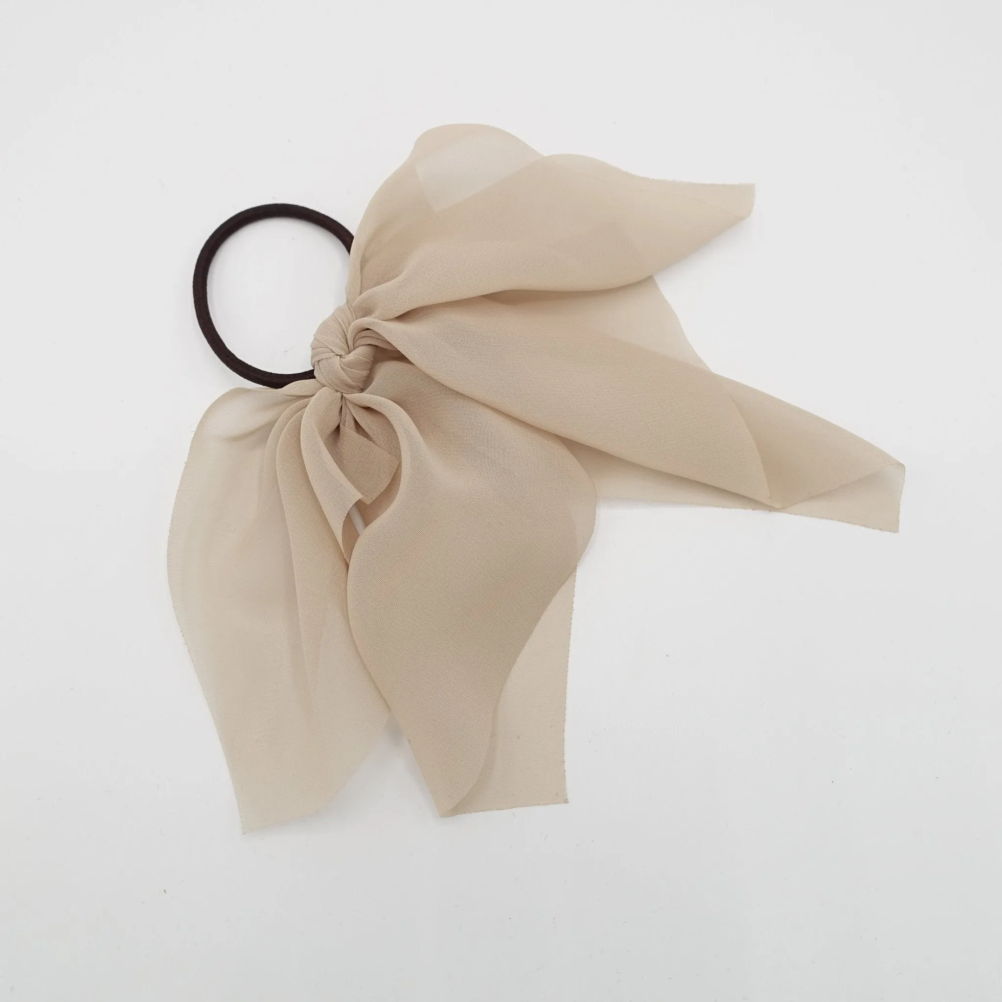 chiffon bow wing knot hair elastic ponytail holder women hair accessory