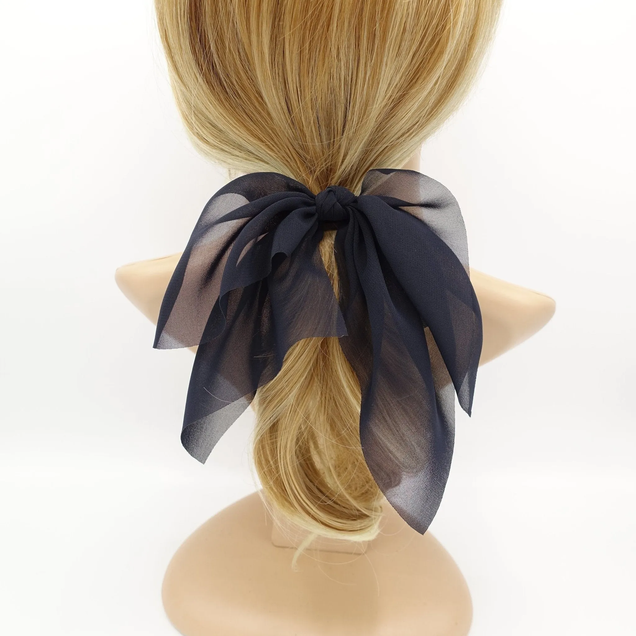 chiffon bow wing knot hair elastic ponytail holder women hair accessory