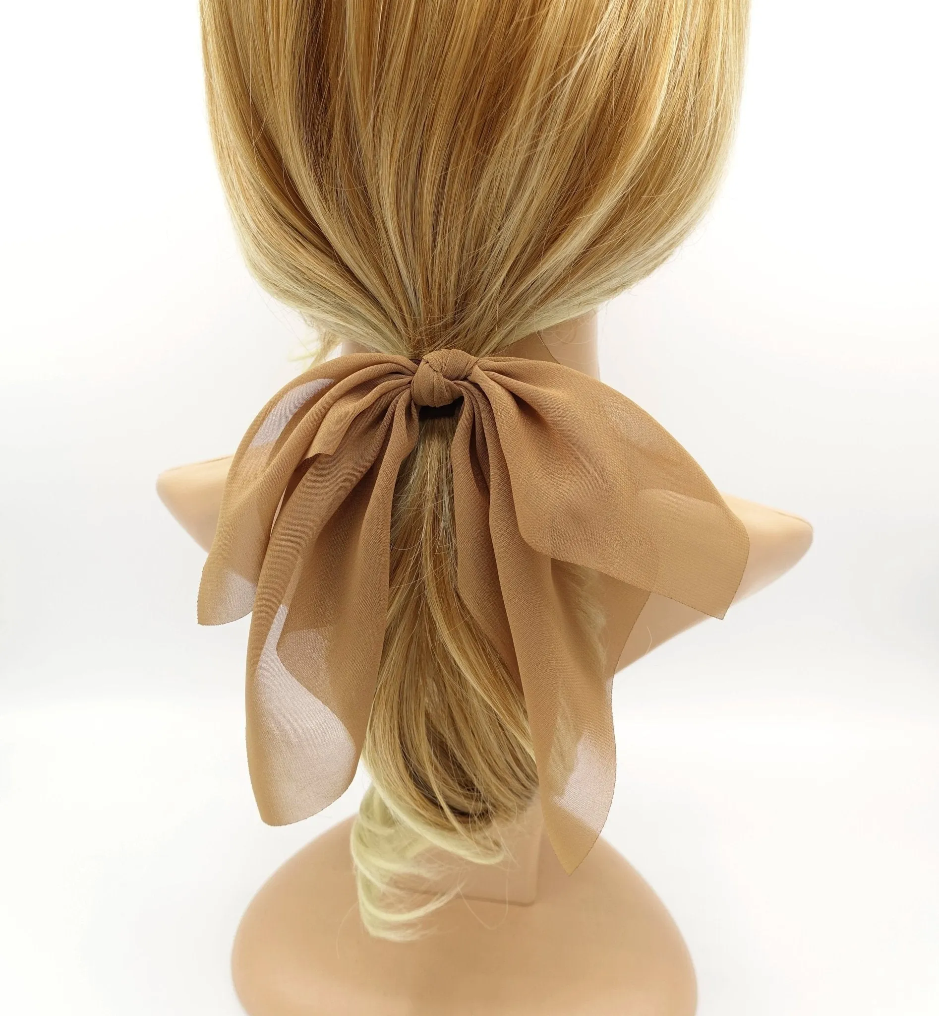 chiffon bow wing knot hair elastic ponytail holder women hair accessory