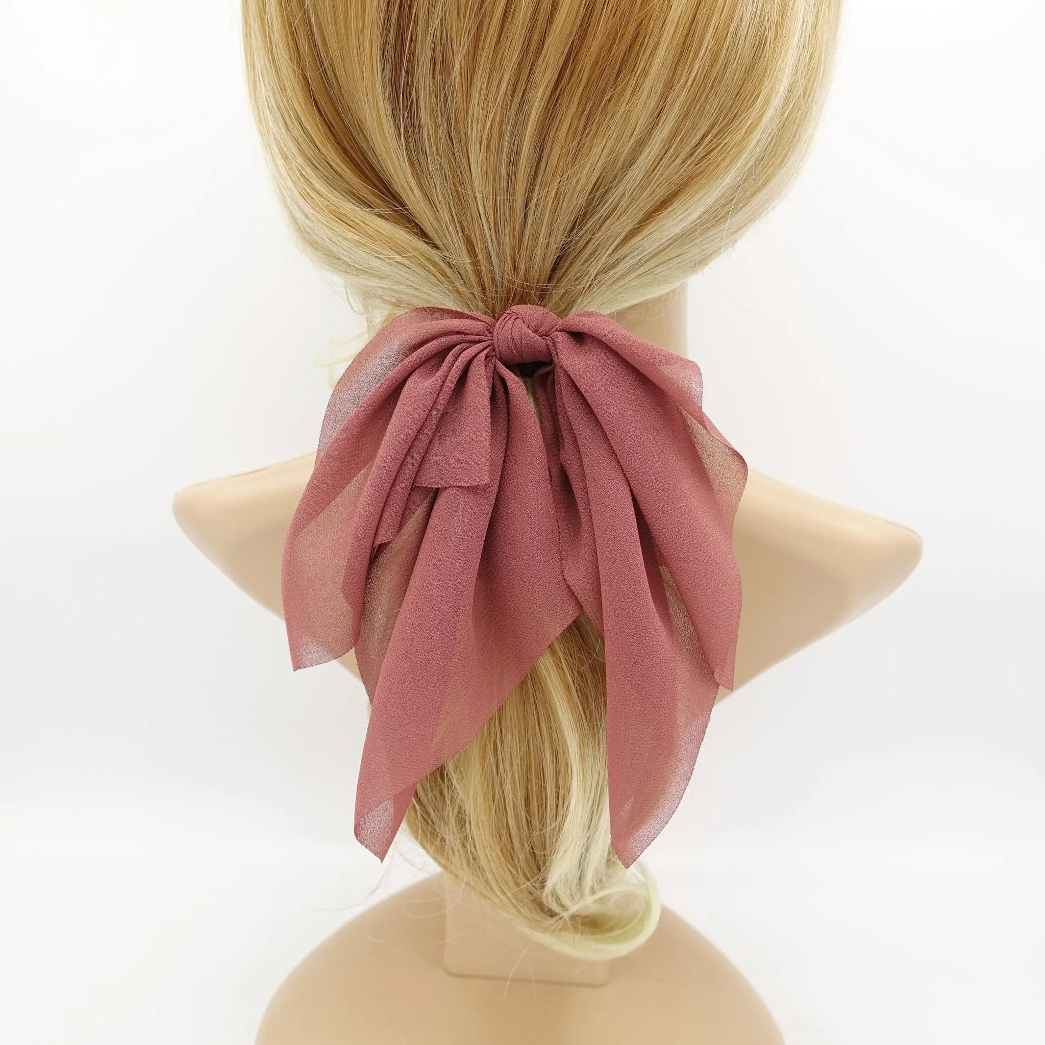 chiffon bow wing knot hair elastic ponytail holder women hair accessory