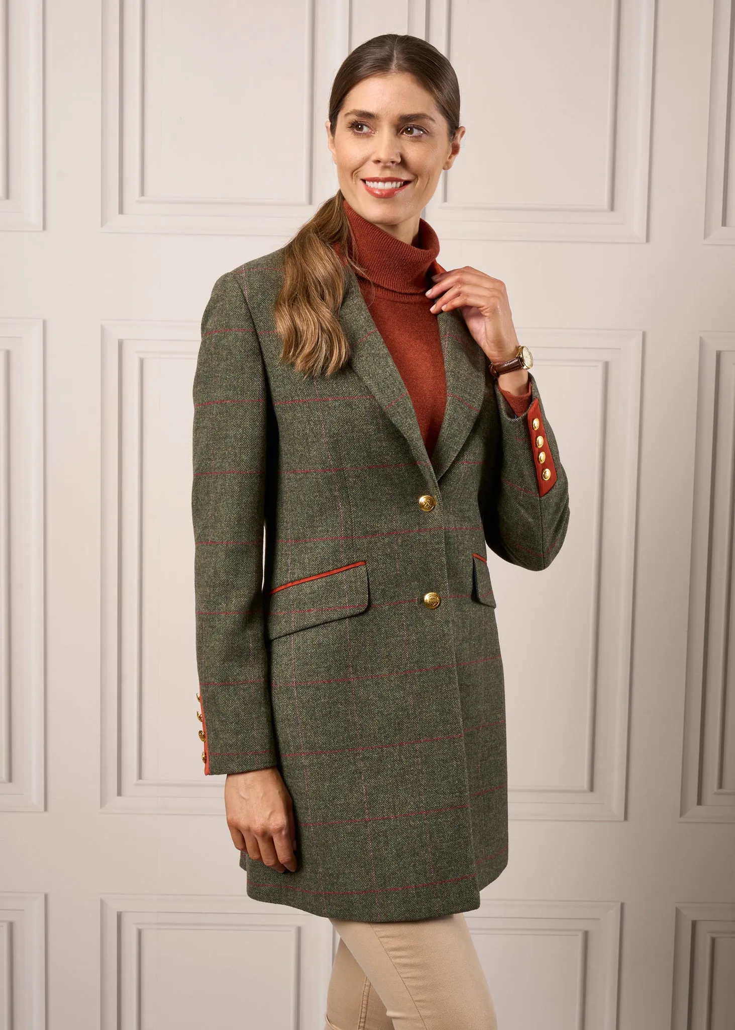 Combrook Ladies Mid-Thigh Coat In Heath - Regular Fit