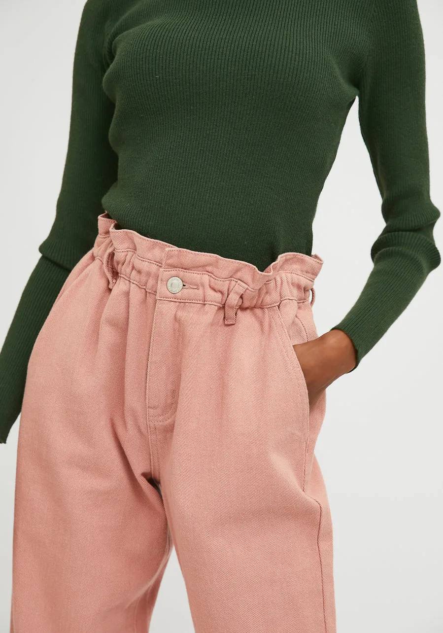 Compania Fantastica Pink High Waisted Jeans With Elasticated Waist