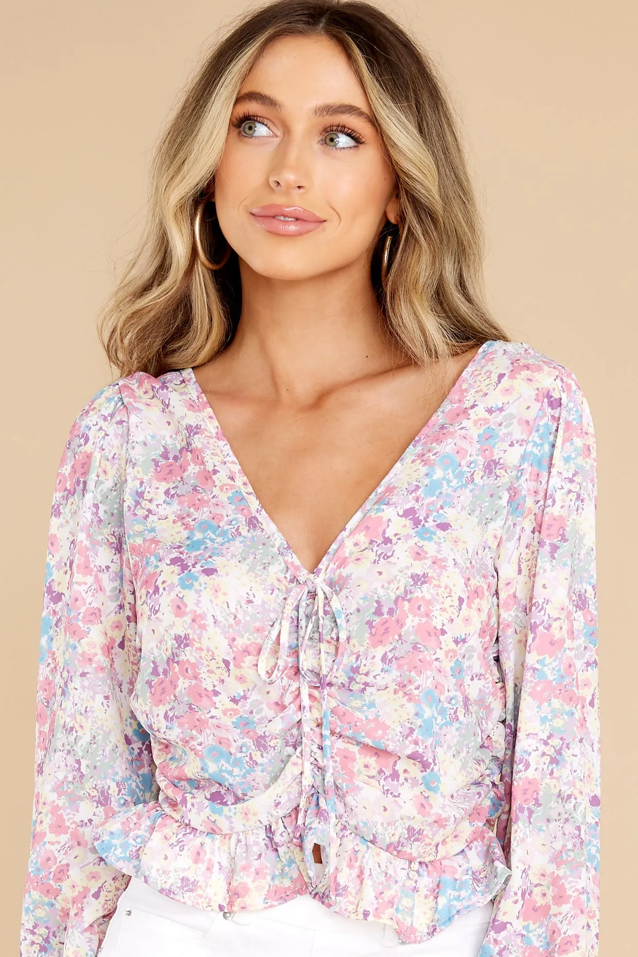 Confident In You Pink Multi Floral Print Top