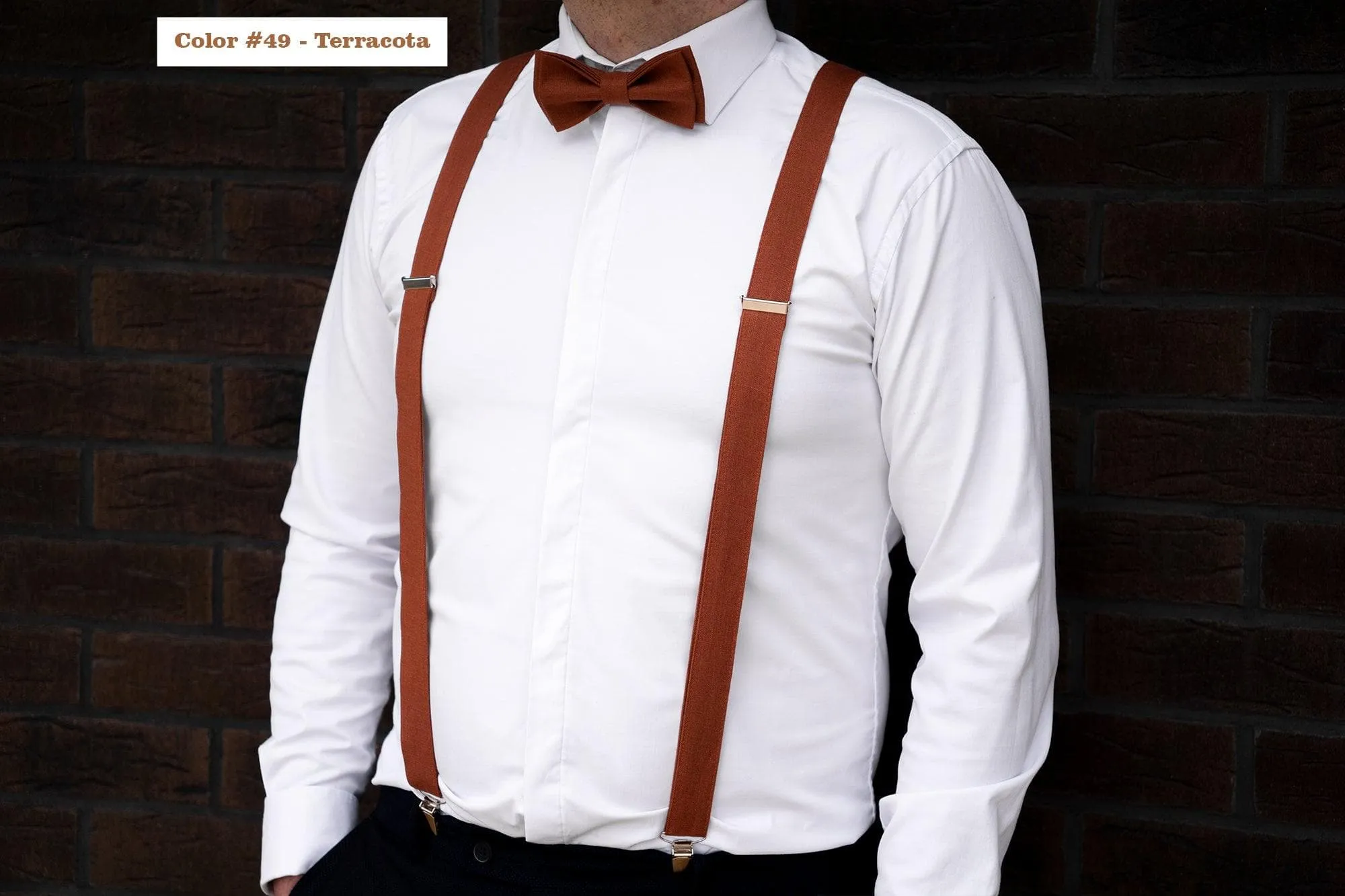 Dark brown bow tie for you wedding party | Linen pre tied bow ties for you grooms