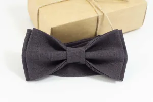 Dark brown bow tie for you wedding party | Linen pre tied bow ties for you grooms