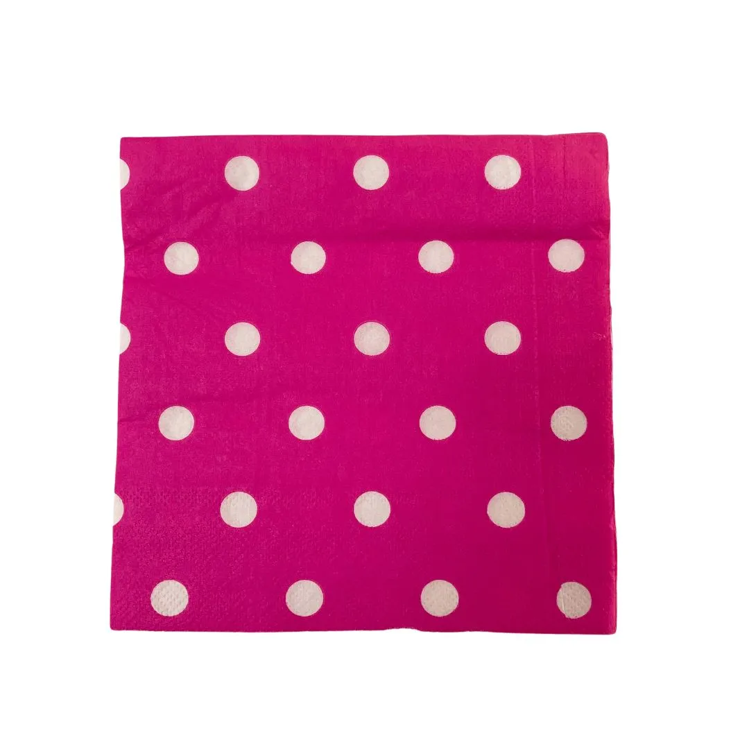 Dark Pink Polka Dot Serviettes