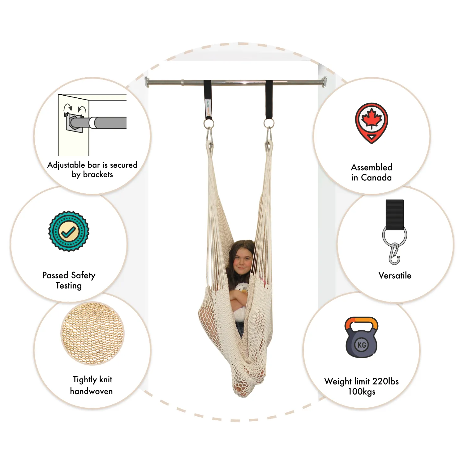 Doorway Therapy Swing - Hammock Swing - Soft Ivory