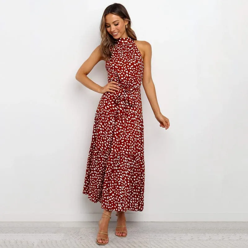 DressBetty - Polka Dot Print Women Bohemian Maxi Dress