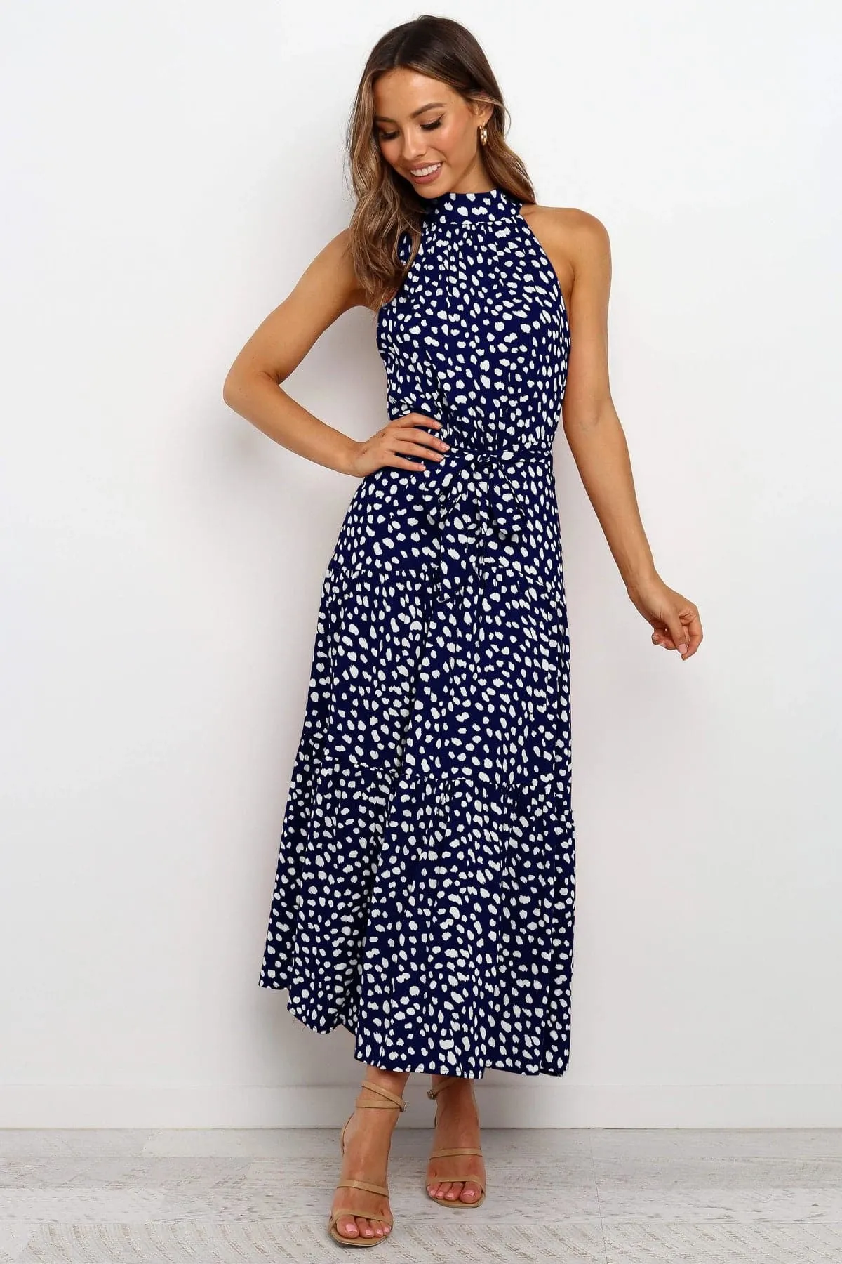 DressBetty - Polka Dot Print Women Bohemian Maxi Dress