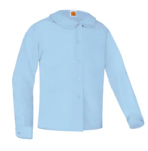 Girls Long Sleeve Blouse - Round Collar - Blue