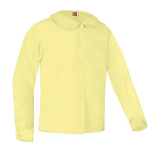 Girls Long Sleeve Blouse - Round Collar - Yellow