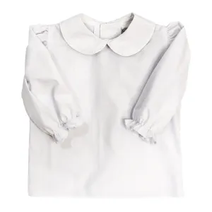 Girls Long Sleeve Button Back Shirt-White