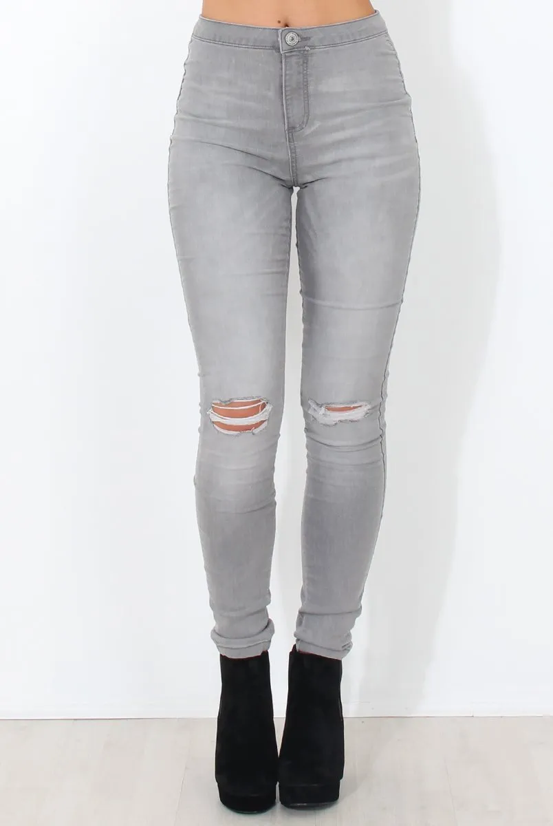 Grey High Waisted Jeans-Caprice