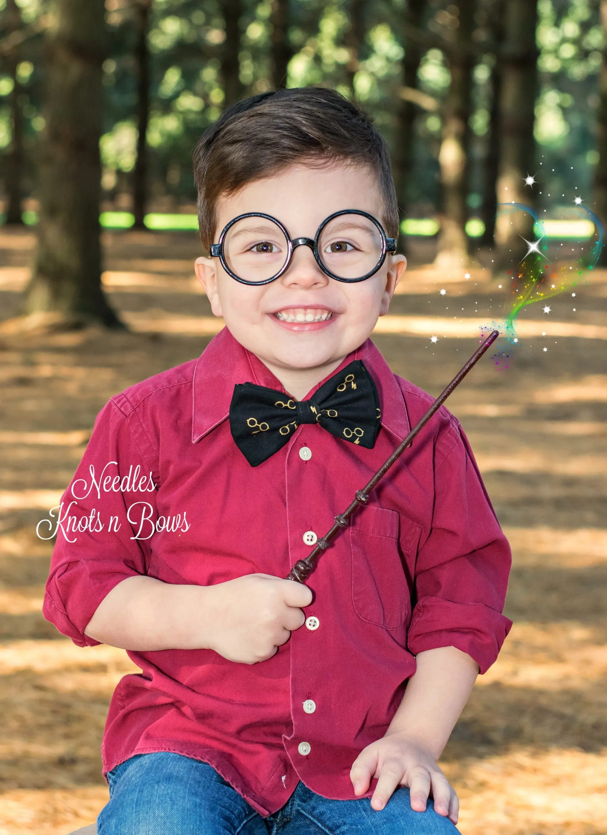 Harry Potter Glasses and Lightning Bolt Bow Tie