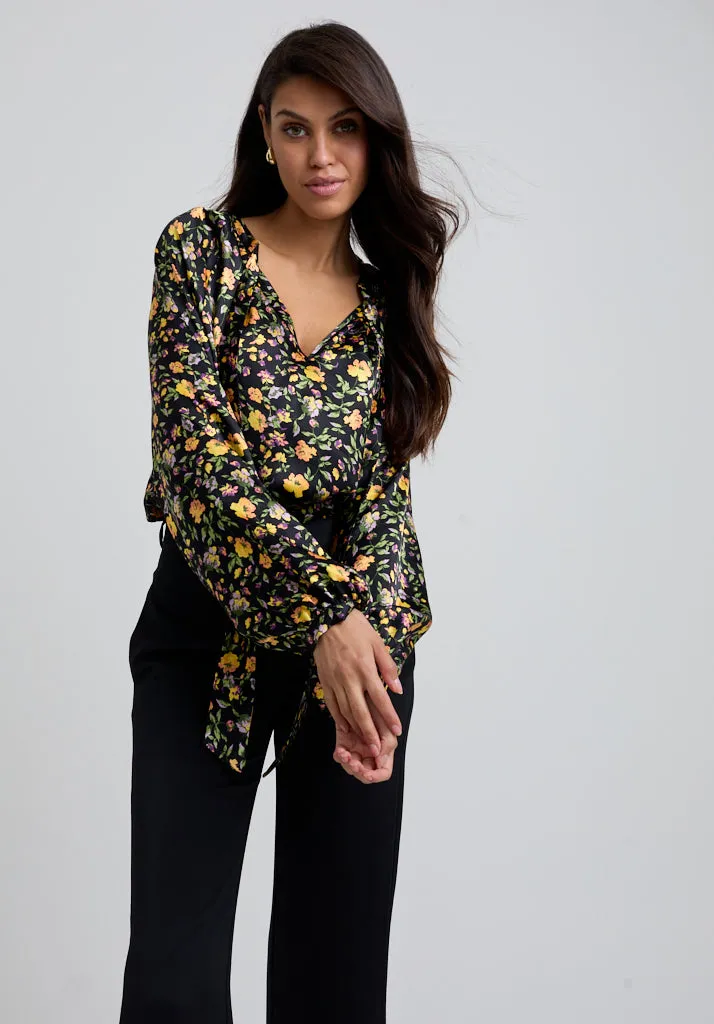 Helena Bow Detail Floral Print Blouse In Multi