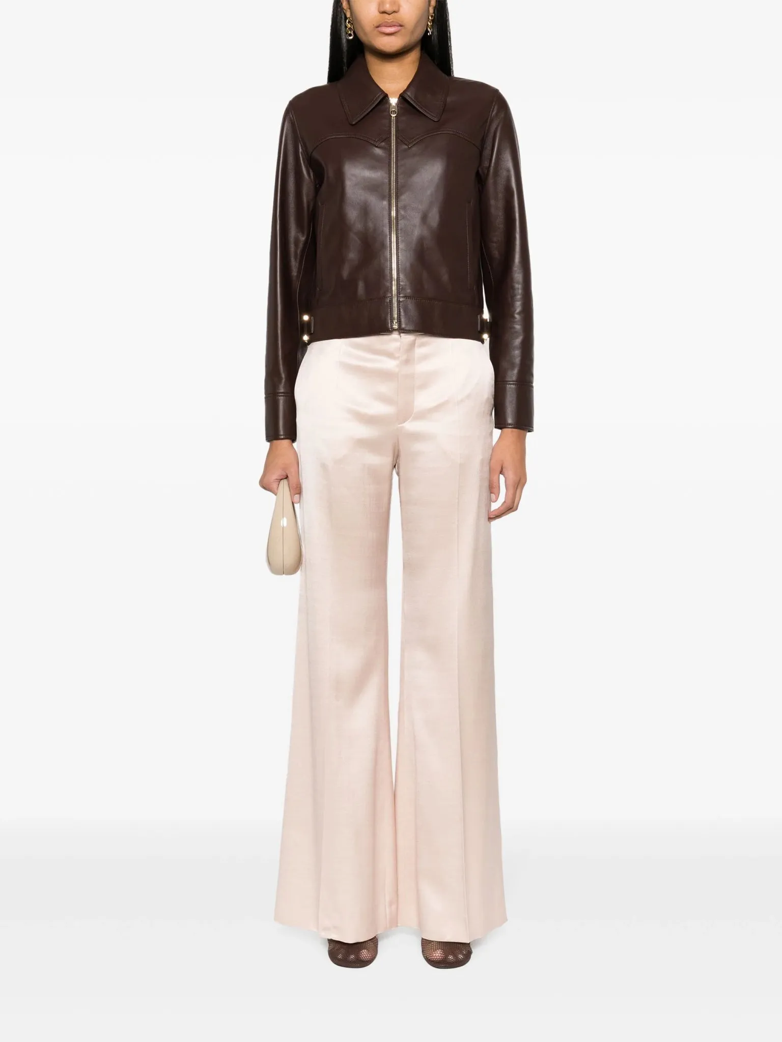 high-waist flared trousers