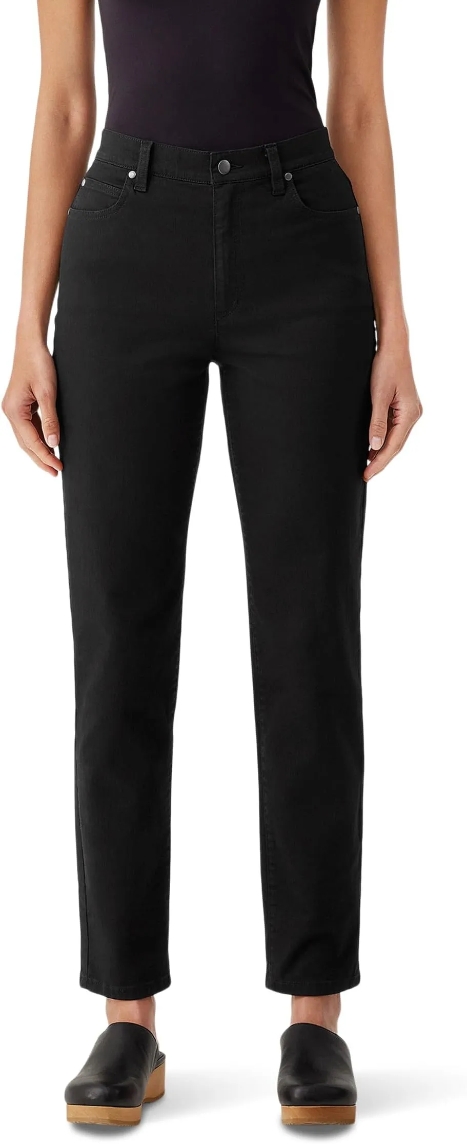 High Waisted Slim Full Length Jeans Eileen Fisher, black