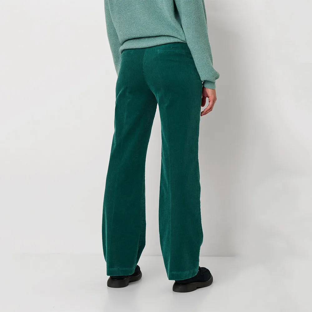 Jolie Pine Green Flared Corduroy Trousers