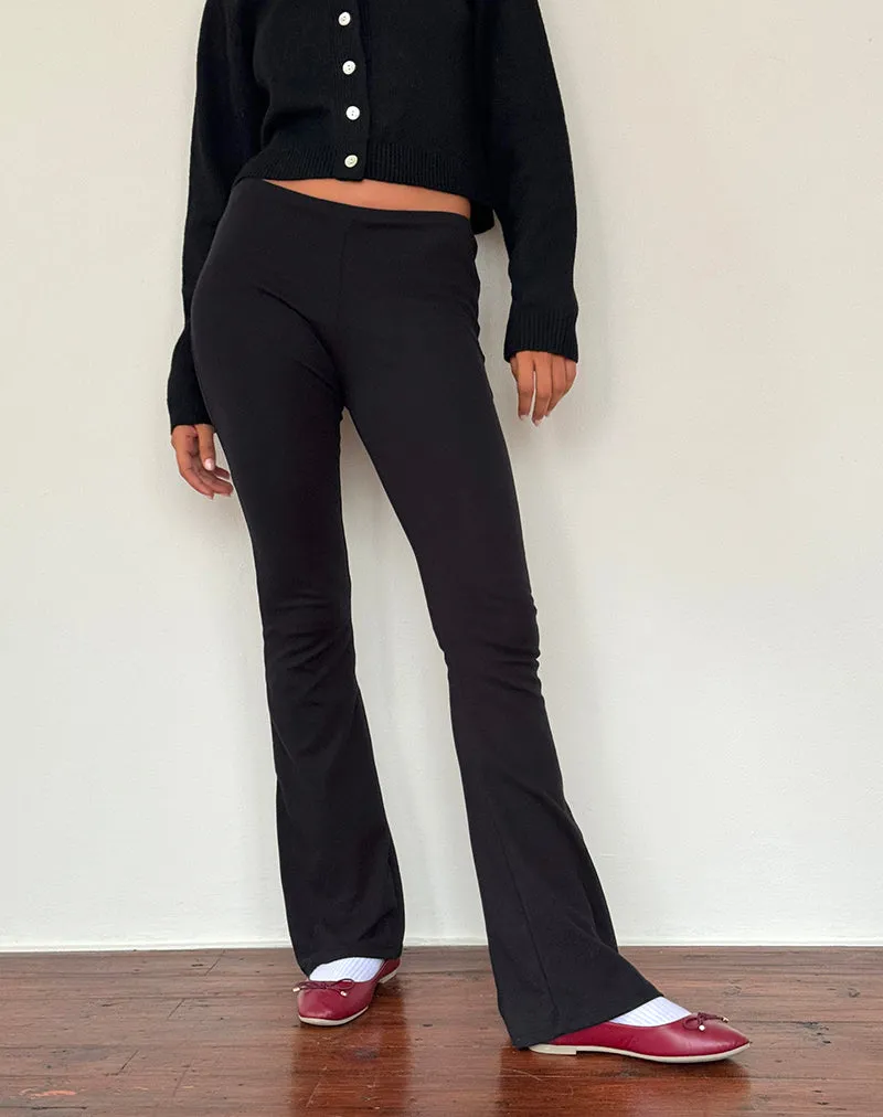 Joxiel Soft Rib Flared Trouser in Black