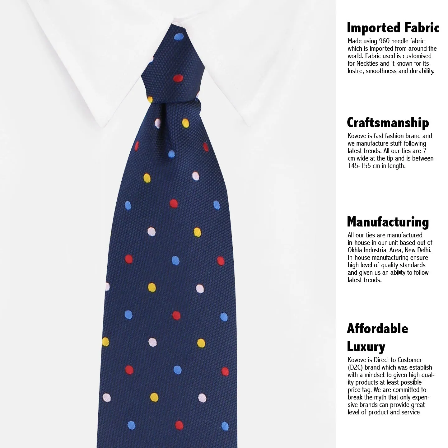 Kovove The Rainbow Polka Dot Blue Necktie For Men