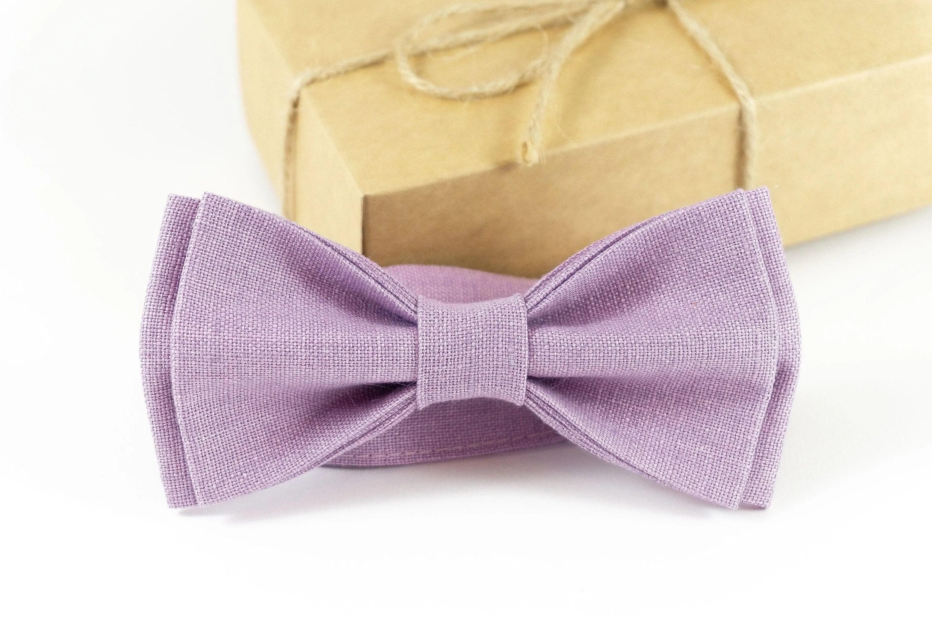 Light Purple linen bow tie | Light Purple bow tie made from eco friendly linen perfect for boys or men can be ordered with pocket square