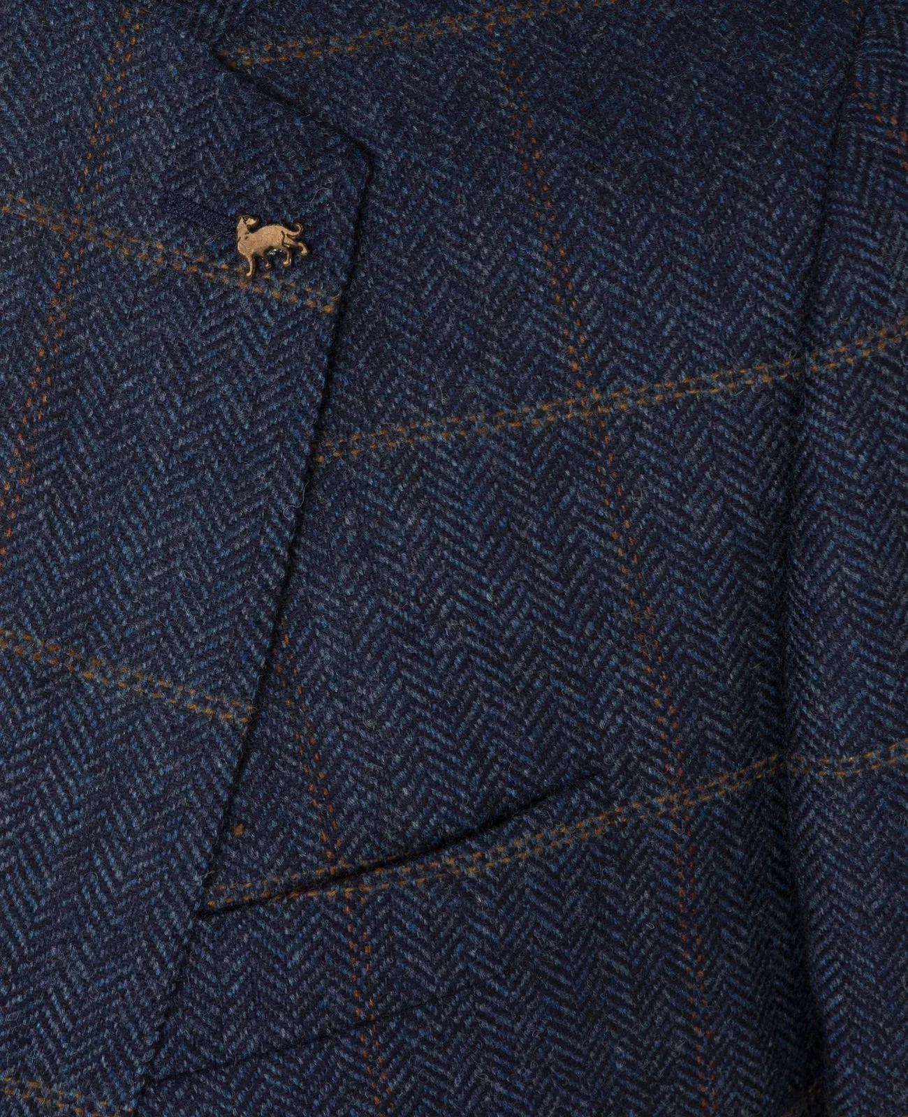 MAGEE Donegal Tweed Jacket - Mens Clady - Navy With Subtle Overcheck