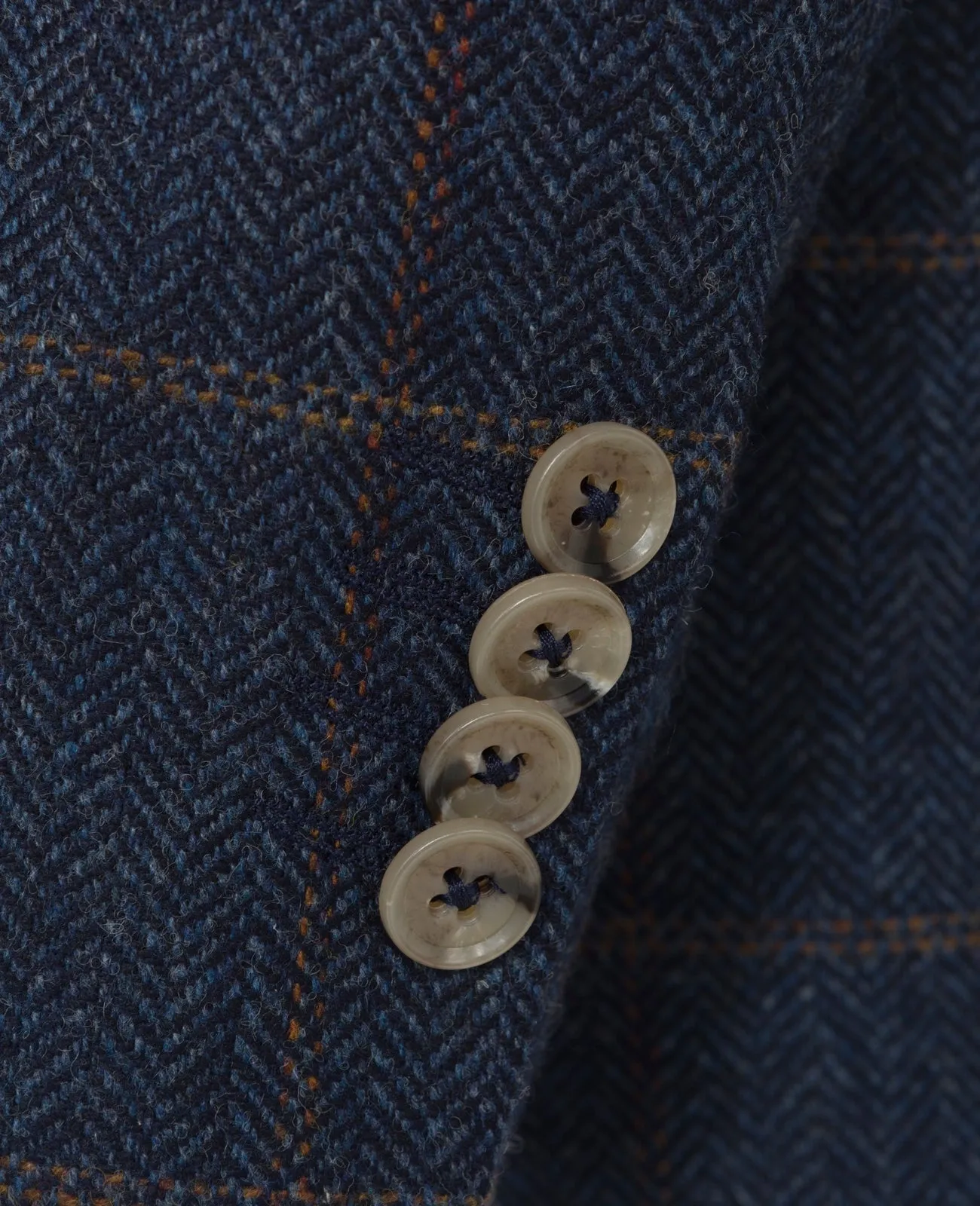 MAGEE Donegal Tweed Jacket - Mens Clady - Navy With Subtle Overcheck